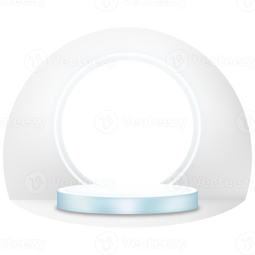 3d cylinder piedestal podium med neon ljus på ljus grå cirkel bakgrund, enda visa stå till plats Produkter isolera för ny produkt presentation, befordran, reklam eller försäljning png
