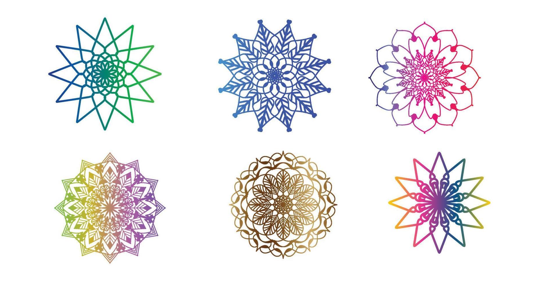 mandala colorido, establecer mandala, mandalas, elemento decorativo vintage, patrón oriental, vector, islam, árabe, indio, turco, pakistán, chino, motivos otomanos, mandala ornamental de lujo vector