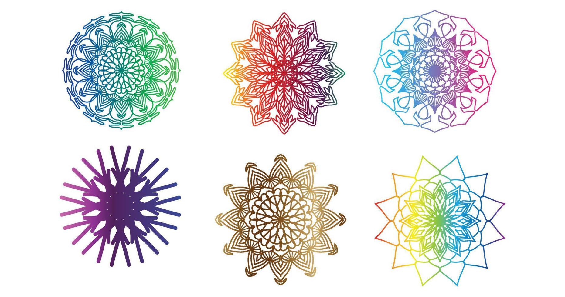 mandala colorido, establecer mandala, mandalas, elemento decorativo vintage, patrón oriental, vector, islam, árabe, indio, turco, pakistán, chino, motivos otomanos, mandala ornamental de lujo vector