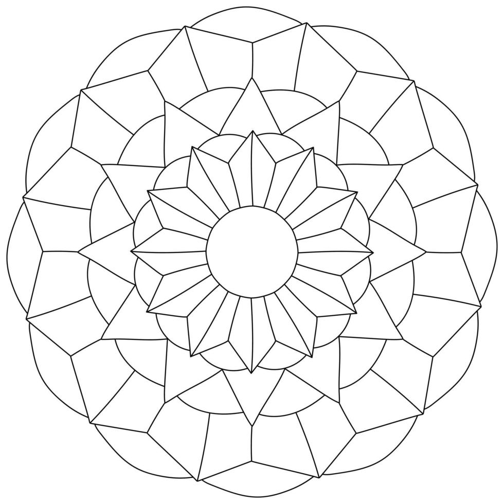 Simple mandala of geometric shapes, linear coloring page for creativity vector