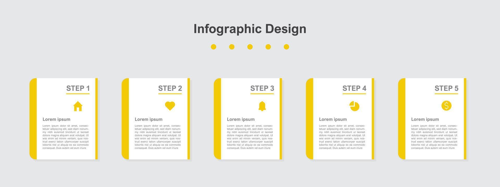 Five Steps orange abstract business infographic template vector