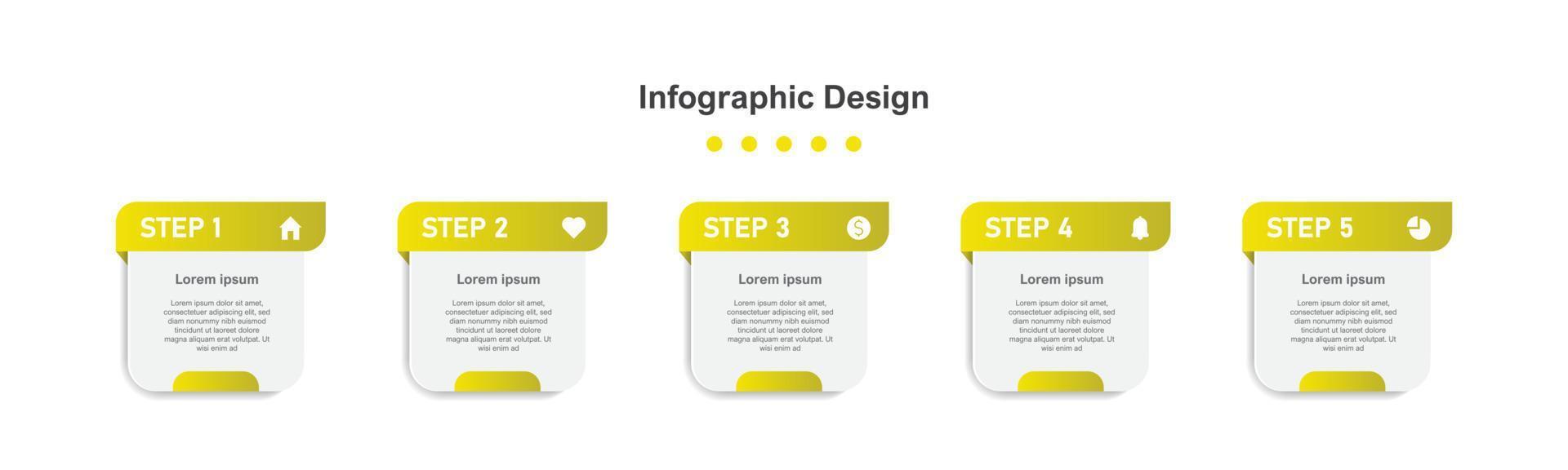 Five Steps yellow abstract business infographic template vector