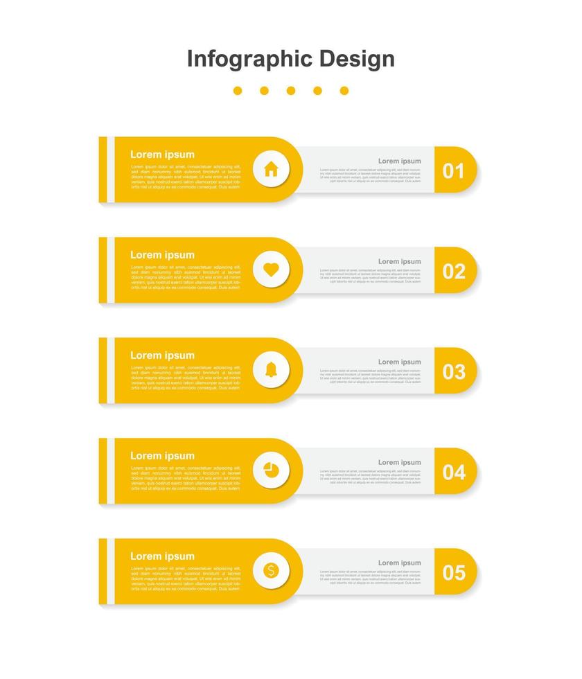 Five Steps orange abstract business infographic template vector