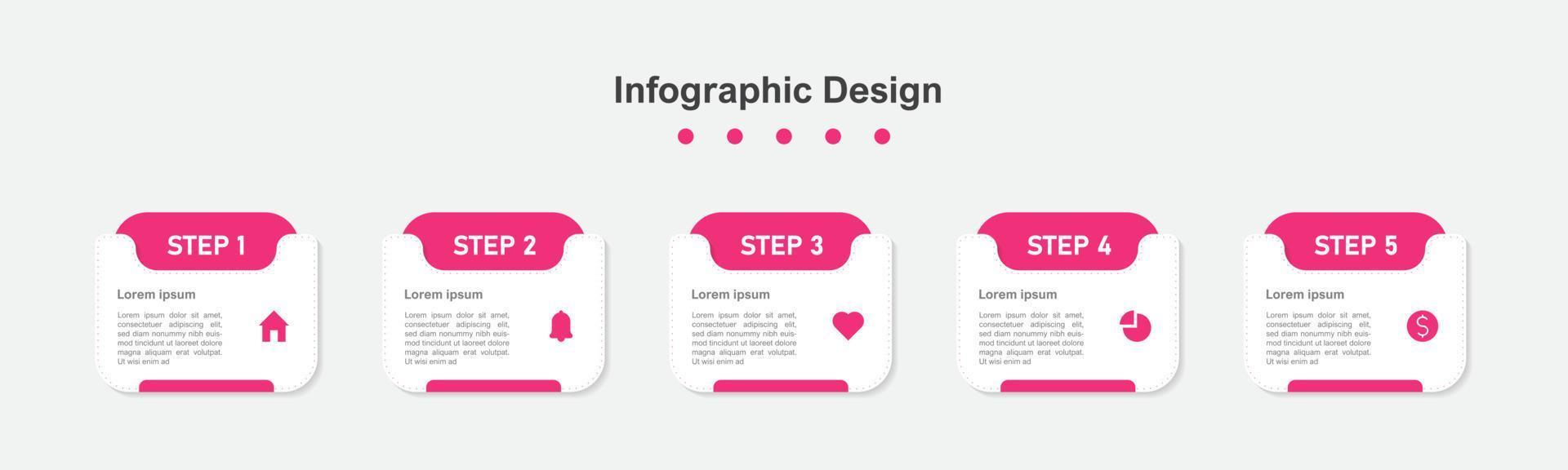 Five Steps red abstract business infographic template vector