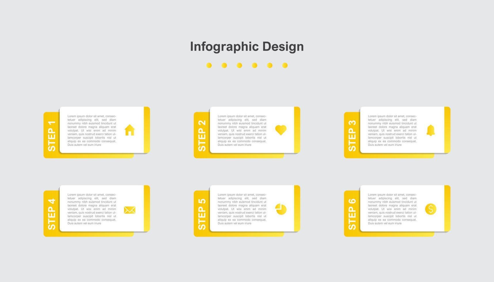 Six Steps orange abstract business infographic template vector