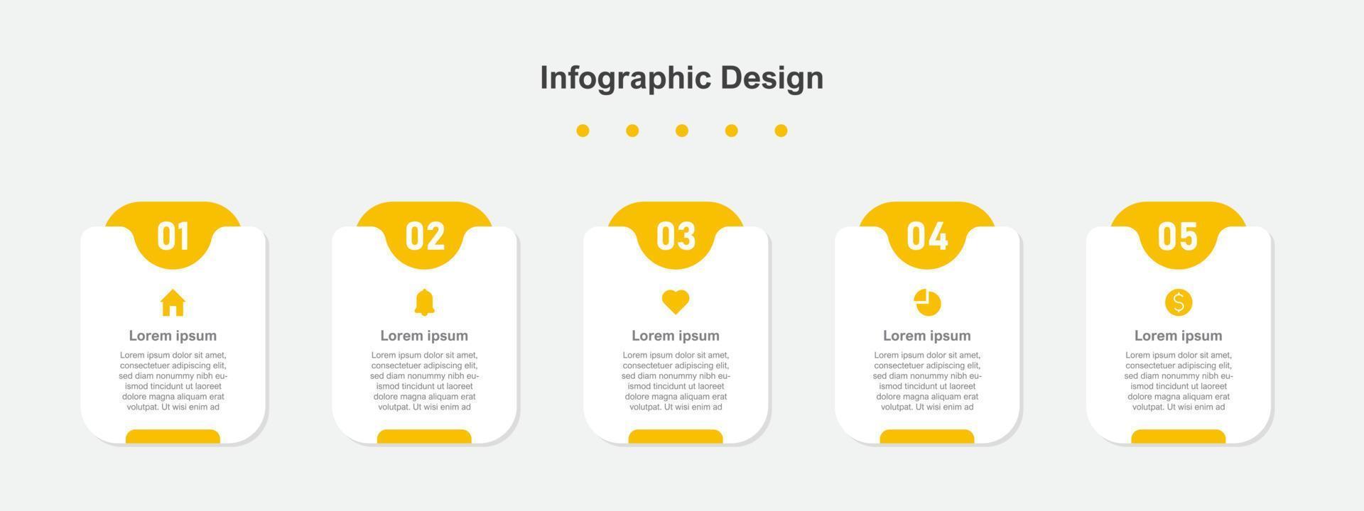Five Steps orange abstract business infographic template vector