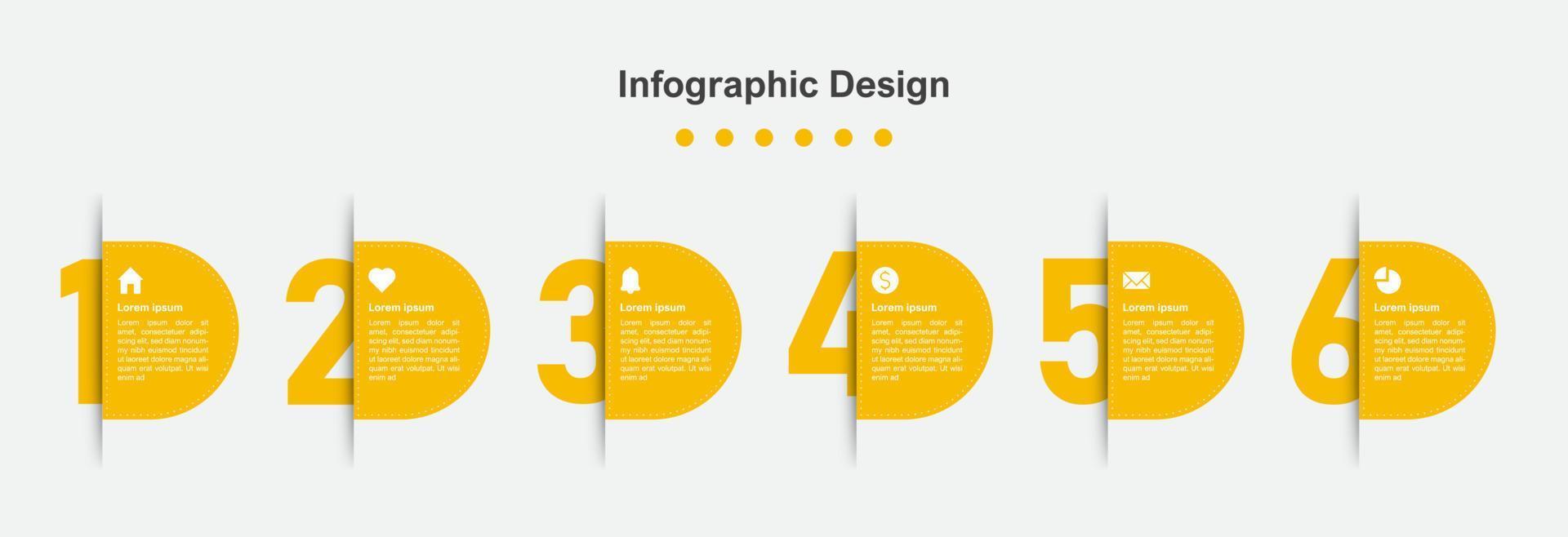 plantilla de infografía empresarial abstracta naranja de seis pasos vector