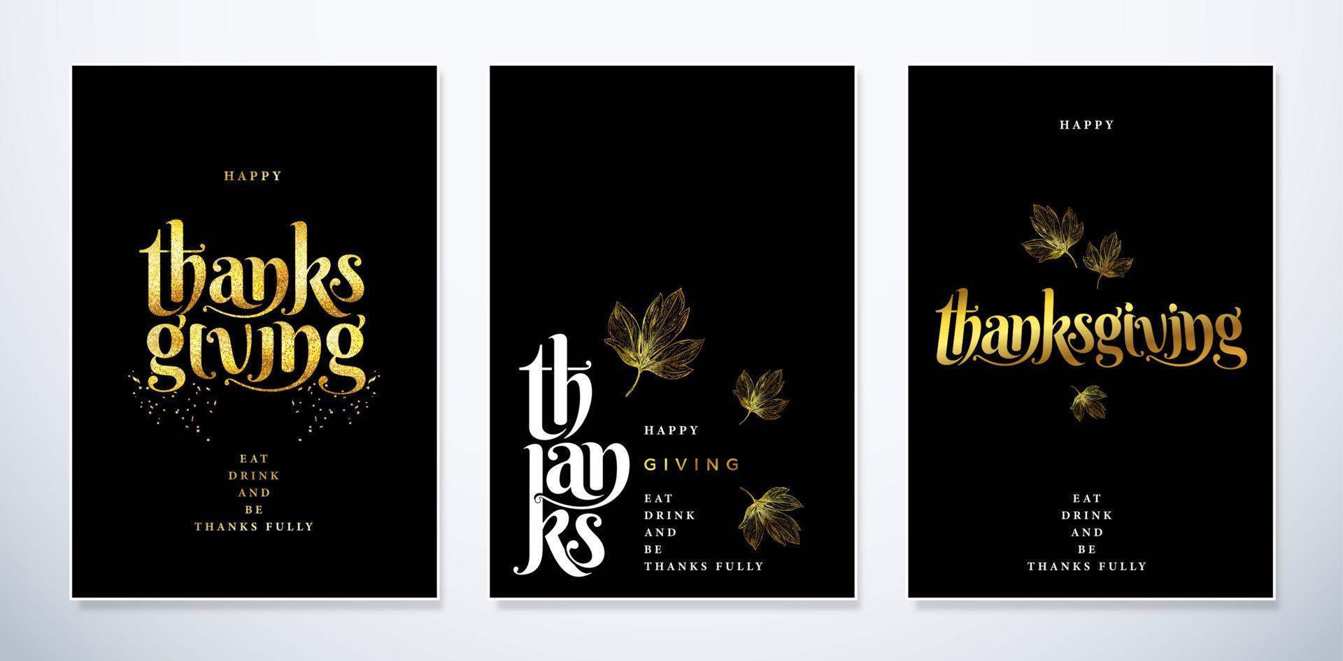 vector illustration of three concept design thanksgiving poster for greeting card, dinner invitation business and company, ecommerce signs retail shops, advertisement agency, email newsletter, header