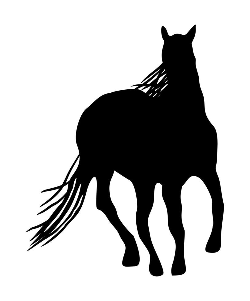 Vector black silhouette of running horse.