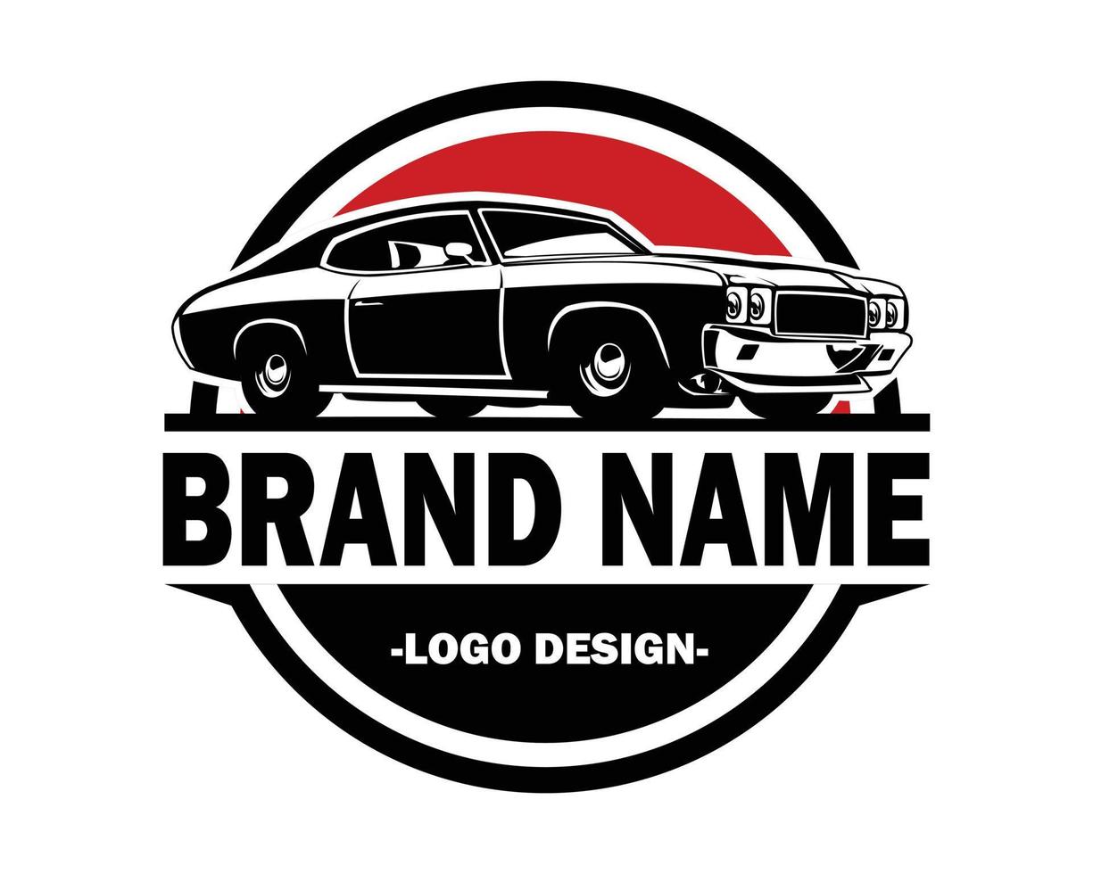 muscle car logo Silhouette isolated on white background side view. vector illustration available in eps 10.