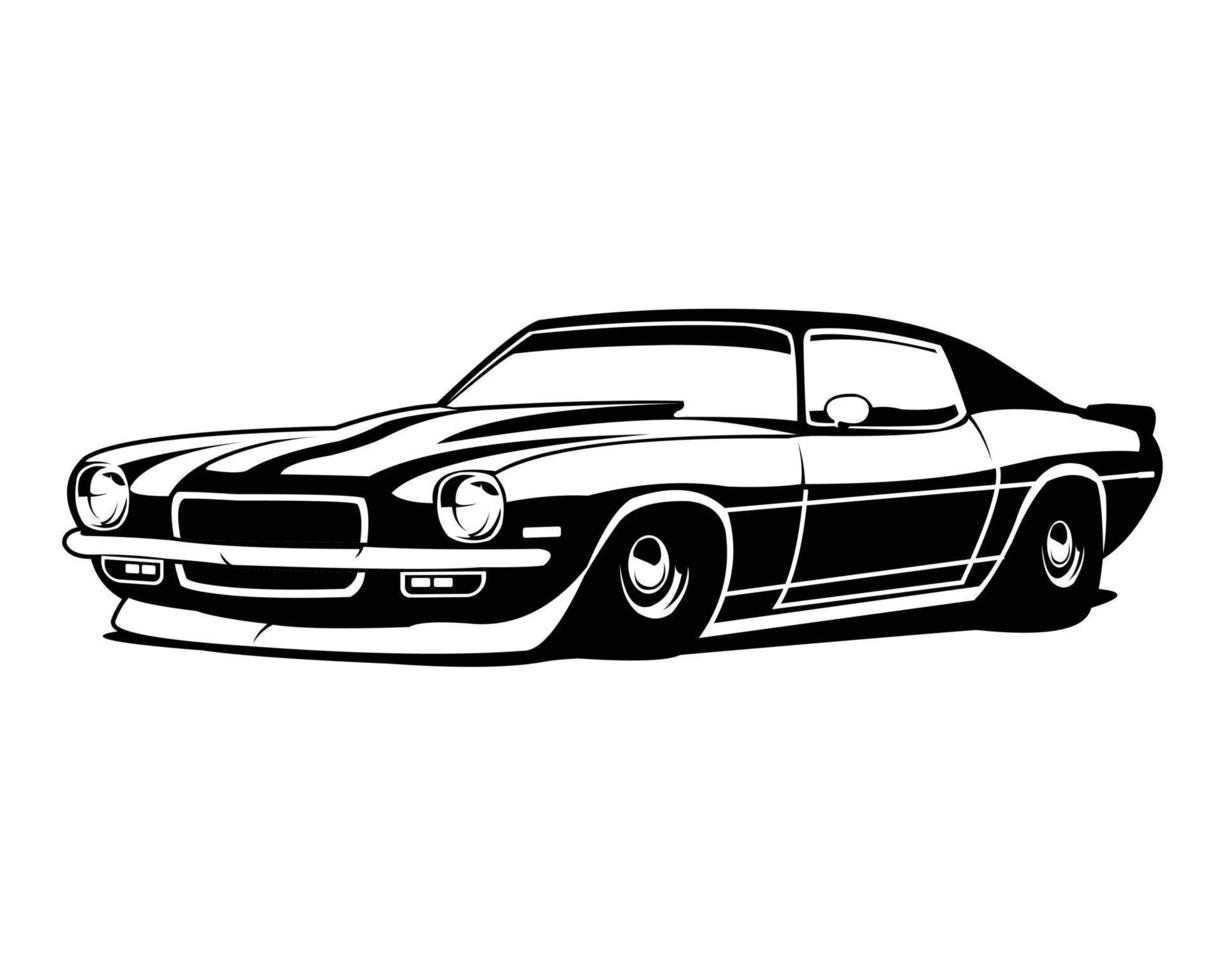 1970's old chevy camaro isolated white background side view. best for logo, badge, emblem, icon, available in eps 10. vector