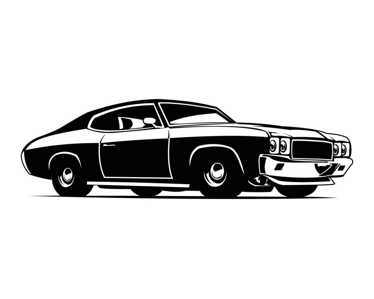 1970 silueta muscle car aislado en vista lateral de fondo blanco. ilustración vectorial disponible en eps 10. vector