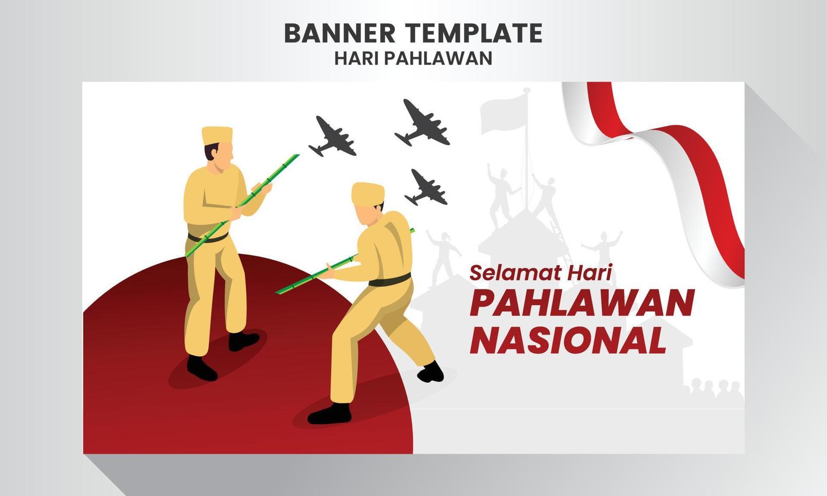 Selamat hari pahlawan nasional. Translation Happy Indonesian National Heroes day. vector illustration