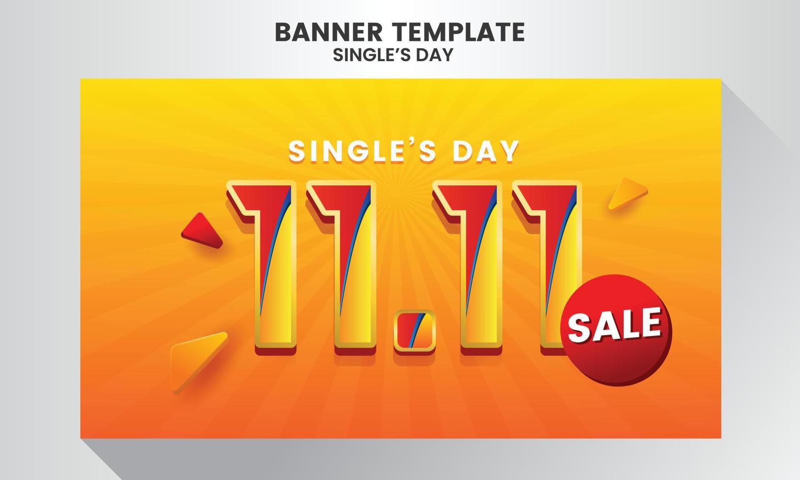 colourfull elegant Realistic single's day sale illustration banner template vector