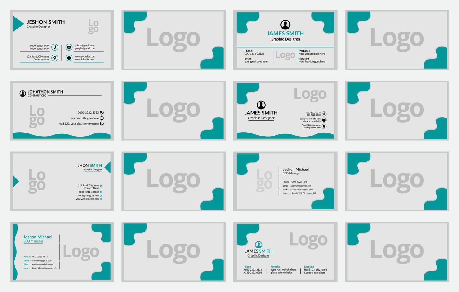 Simple Clean style modern business card template, Creative doublesided business card vector