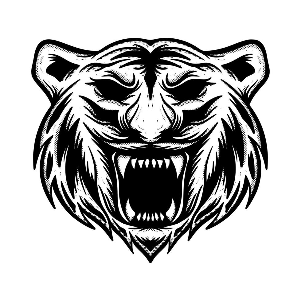 boceto dibujado a mano de ilustración de tigre para tatuajes, pegatinas, etc. vector