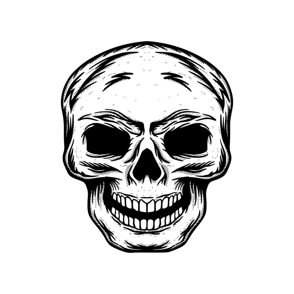 Skull Illustration hand drawn sketch for tattoo, stickers, etc vector