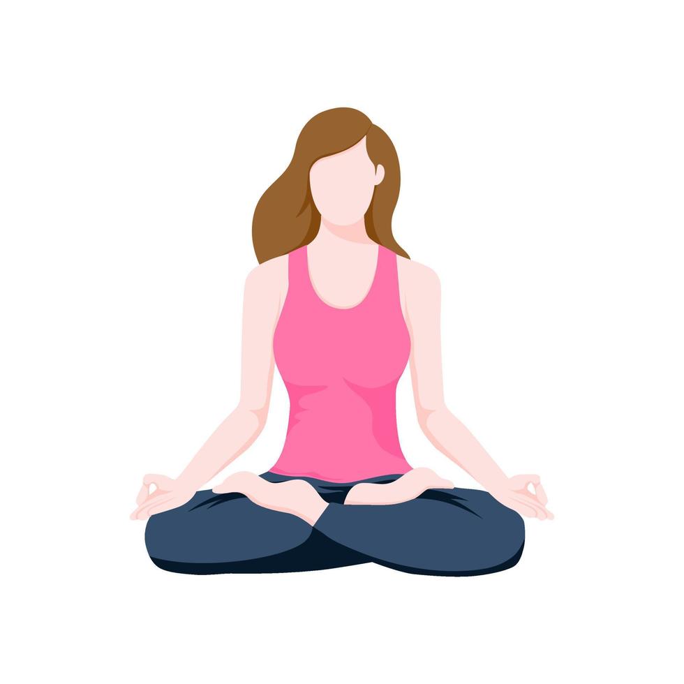Women meditate for health, body, emotion, and mind. Yoga, meditation, relaxation, recreation, healthy. Vector illustration