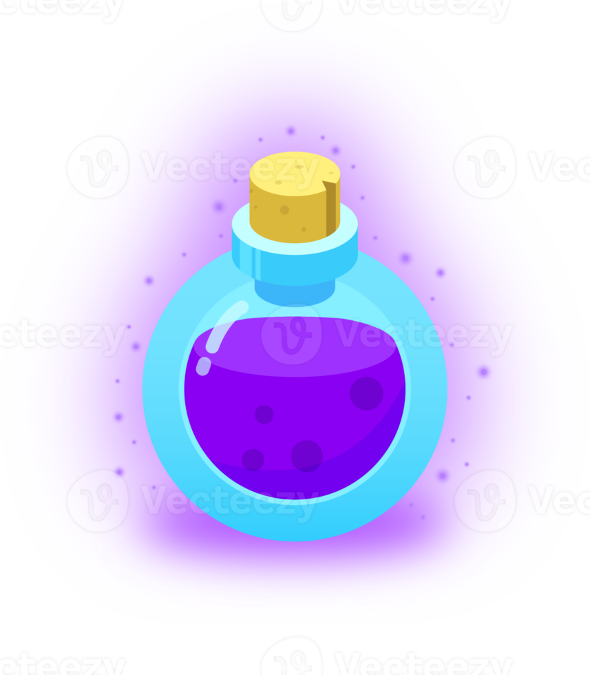 Purple potions in a bottle illustration. GUI element. png