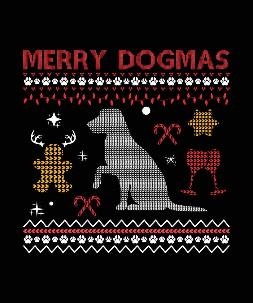 Christmas Dog Wine love T-shirt Design vector