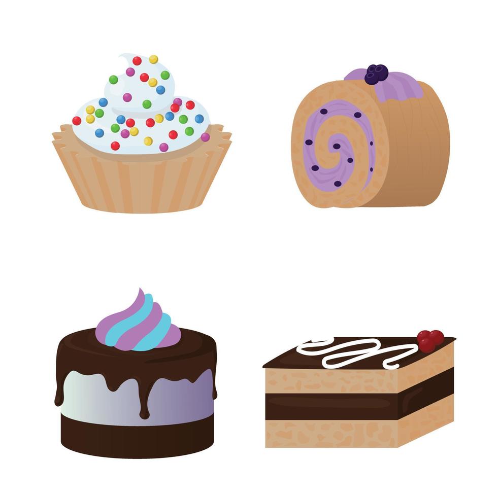 A set of pastries. Vector illustration.