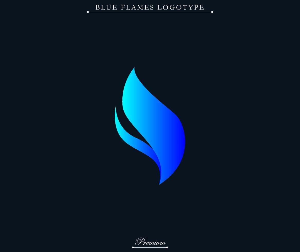 Blue flame modern and futuristic logotype illustration. Fire with blue gradient symbol. Fit for company brand, industry merch, identity. Vector eps 10