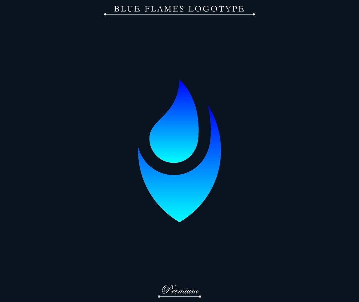 Blue flame modern and futuristic logotype illustration. Fire with blue gradient symbol. Fit for company brand, industry merch, identity. Vector eps 10