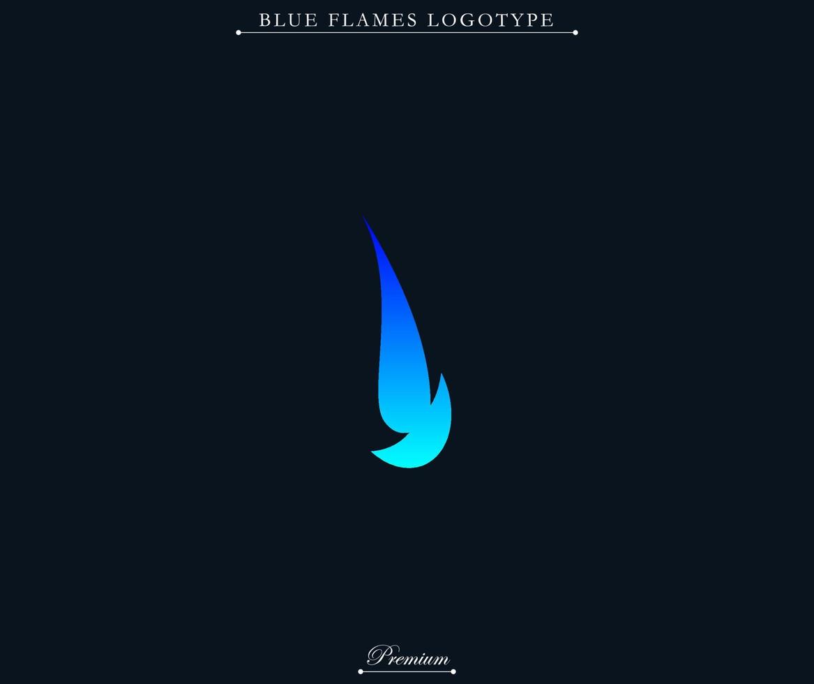 Blue flame modern and futuristic logotype illustration. Fire with blue gradient symbol. Fit for company brand, industry merch, identity. Vector eps 10