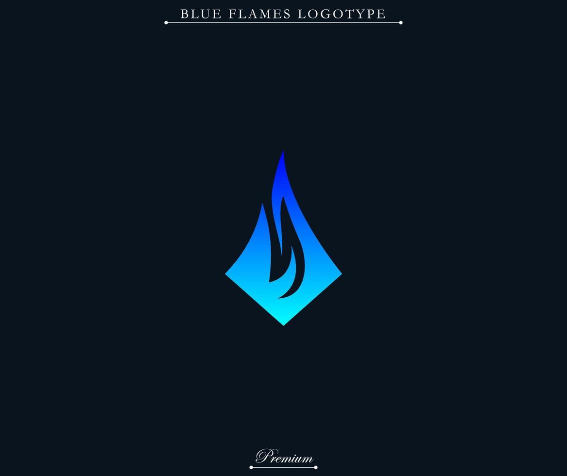 Blue flame modern and futuristic logotype illustration. Fire with blue gradient symbol. Fit for company brand, industry merch, identity. Vector eps 10