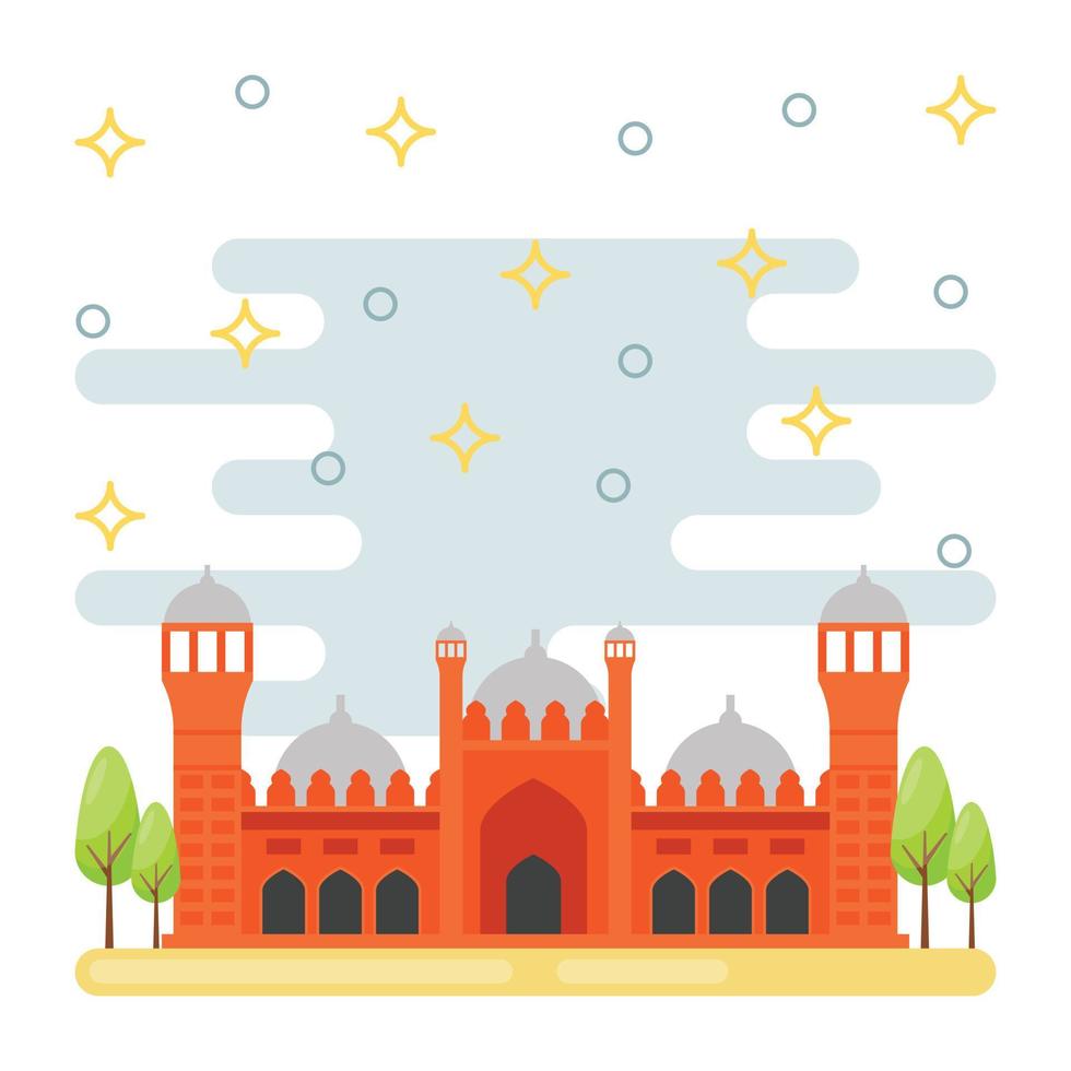 Trendy Badshahi Mosque vector
