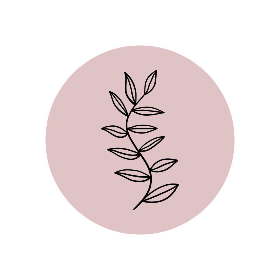 Hand-drawn plant doodle sticker on a pink background vector