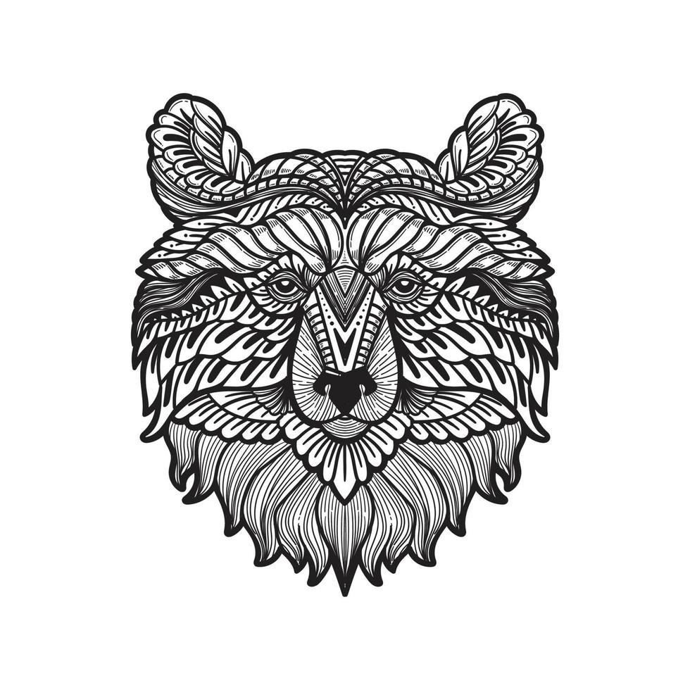 hand drawn Grizzly bear geometric art vector