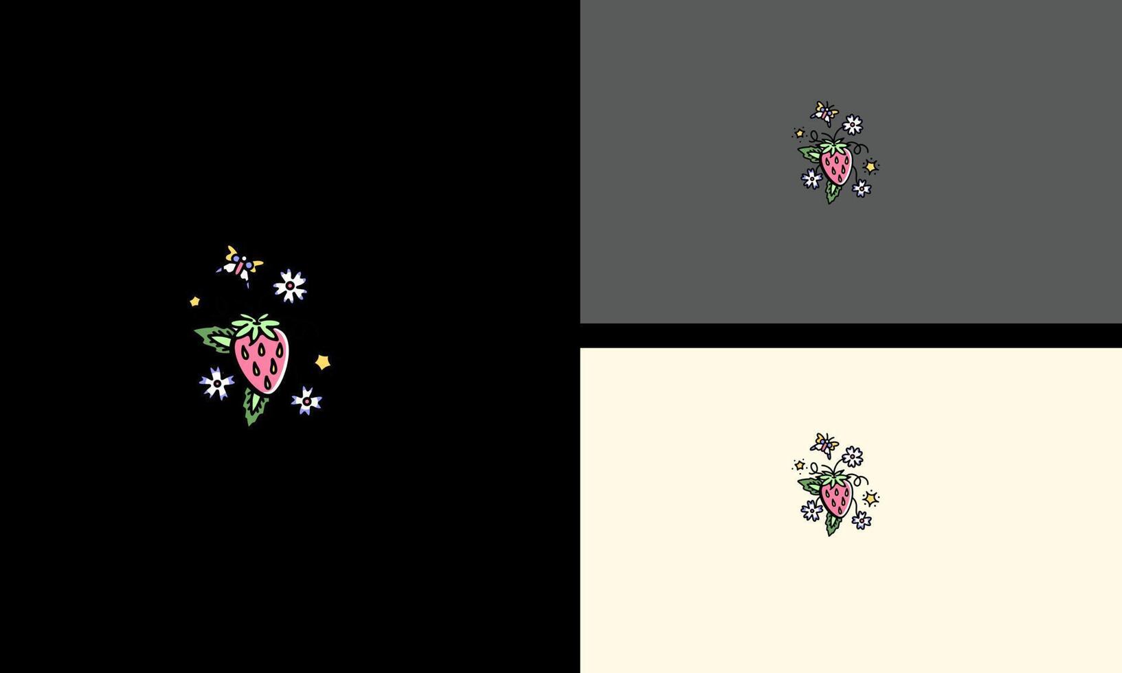 strawberry and butterfly vector logo concept