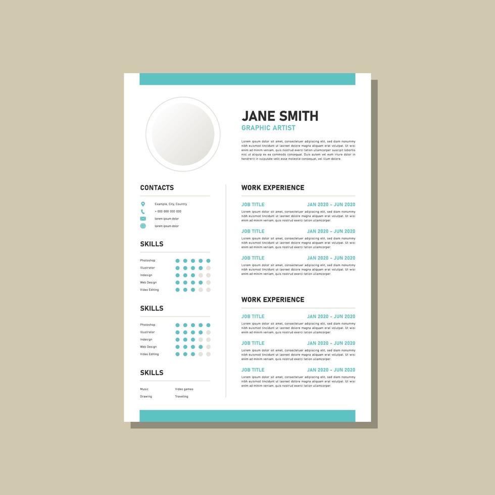 modern blue creative resume design template vector