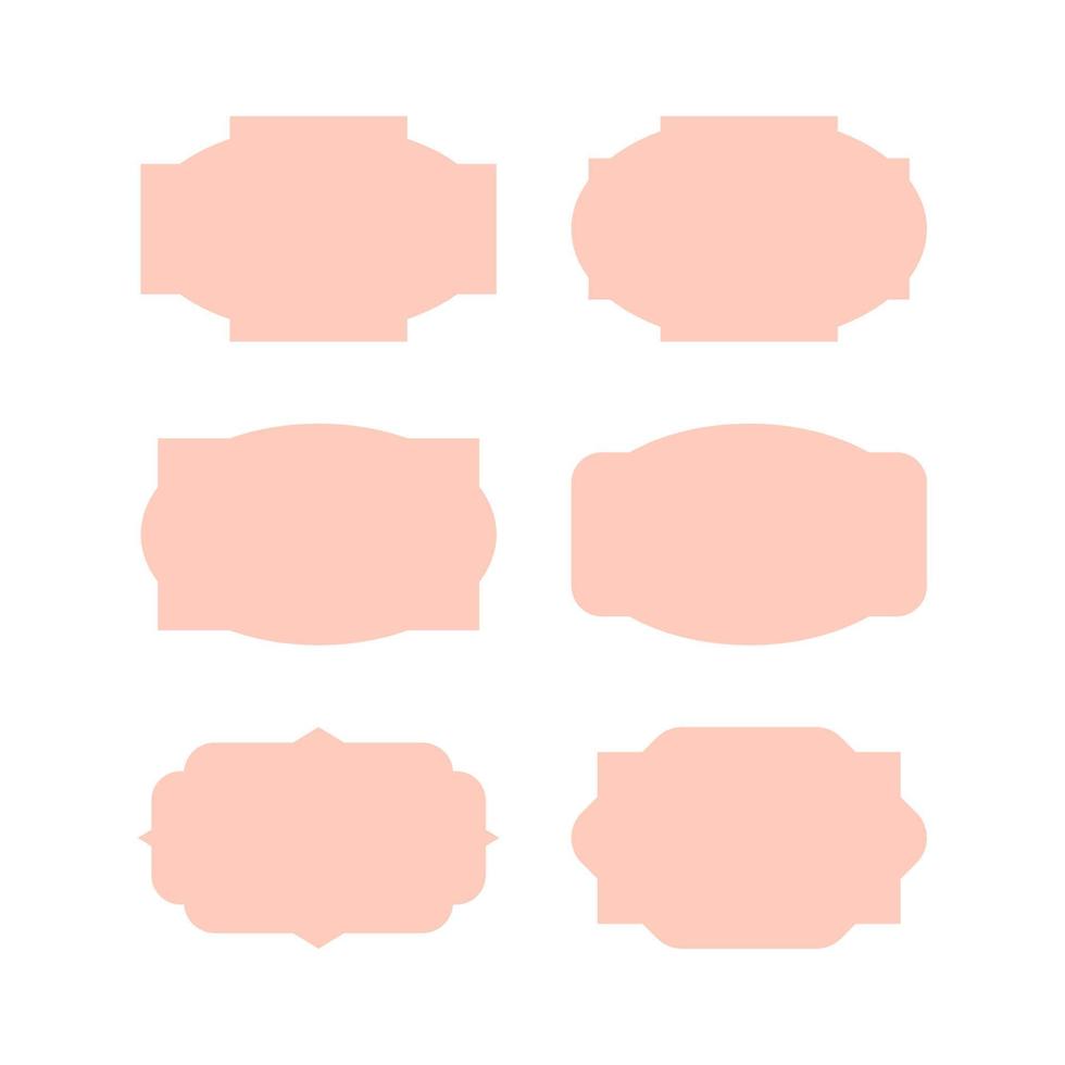 set of pink rectangular vector label shapes
