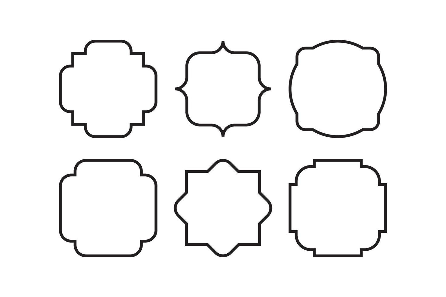 conjunto de formas de etiqueta de vector de línea ornamental cuadrada en blanco