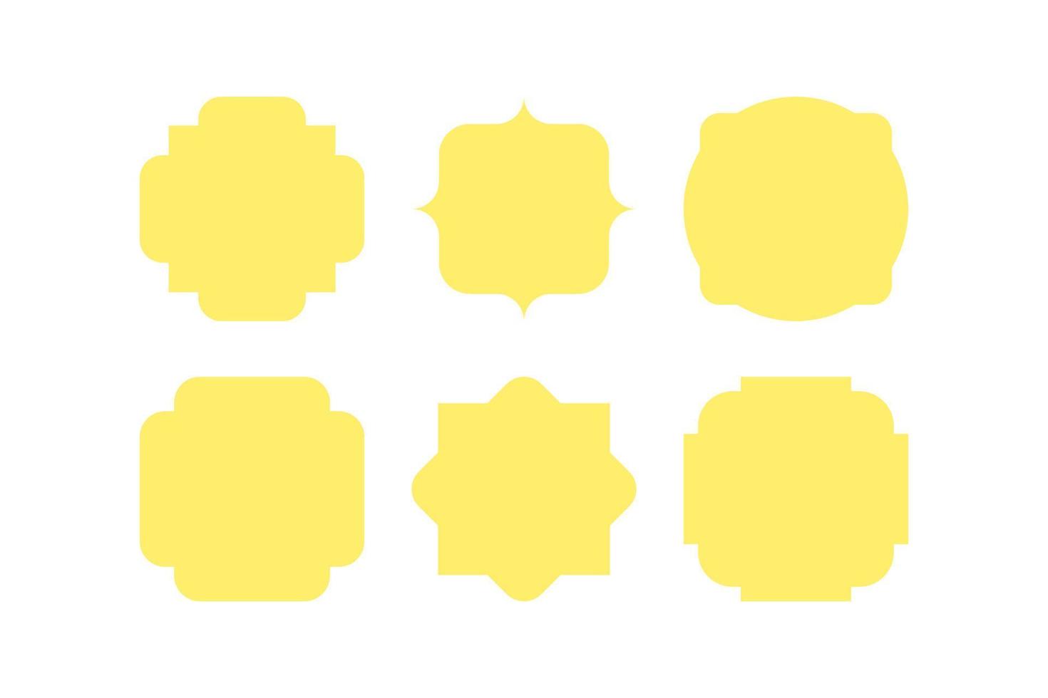 set of yellow blank vector label shapes