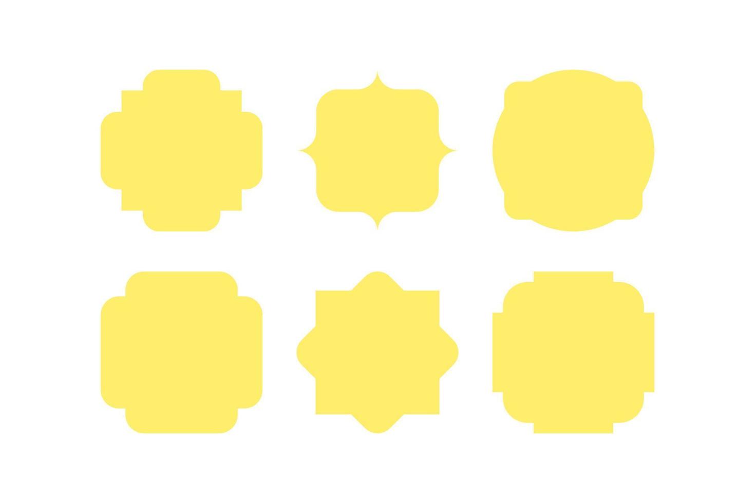 set of yellow blank vector label shapes