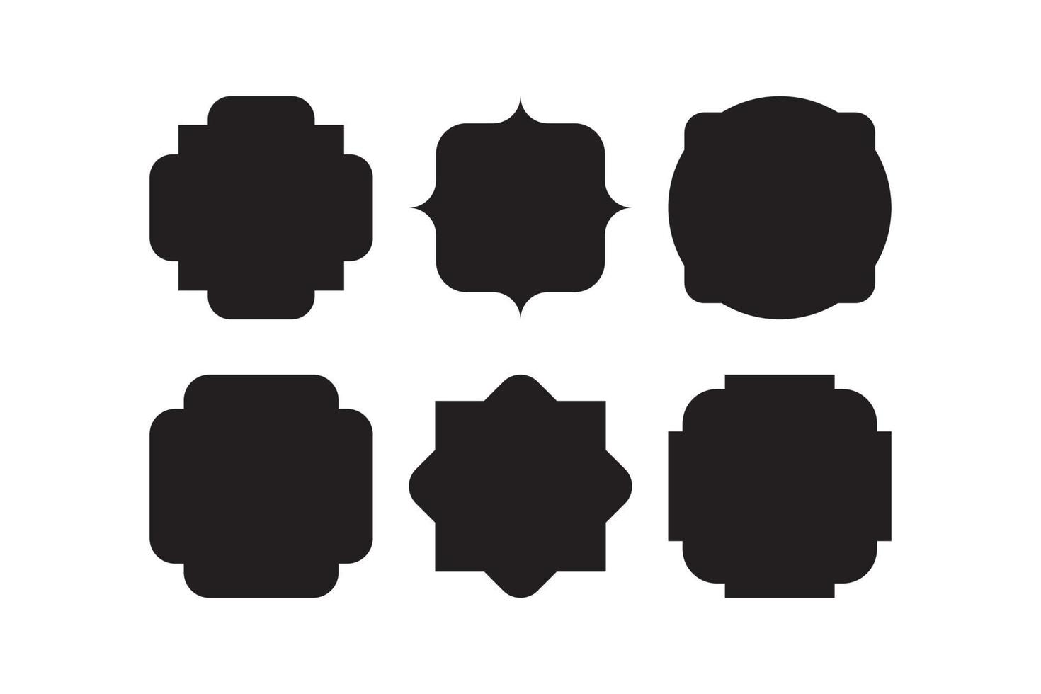 set of black blank vector label shapes