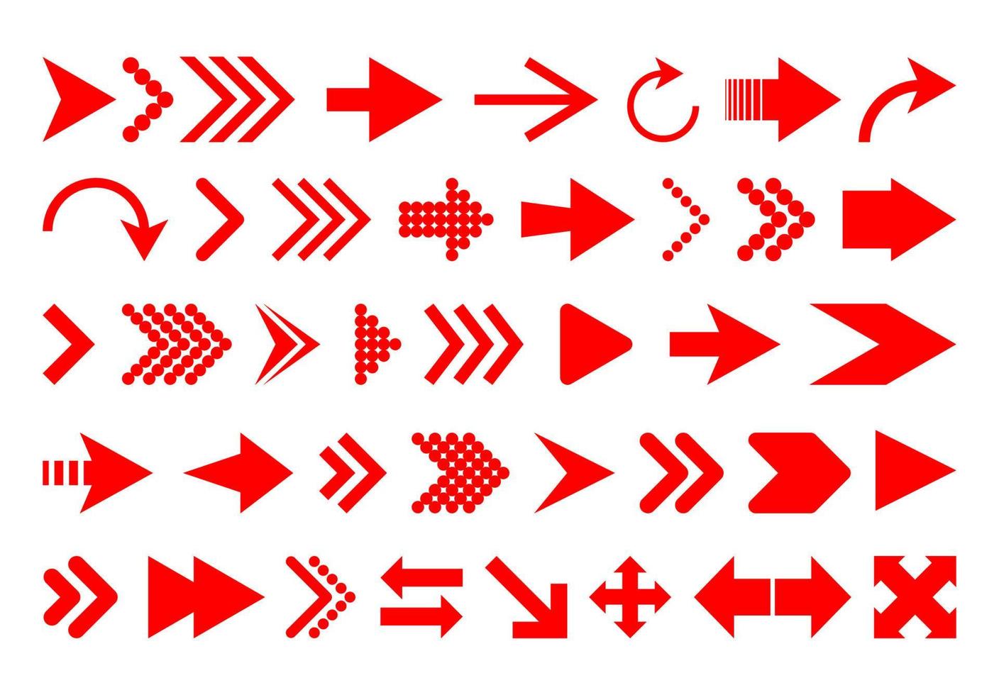 set of red arrows vector illustration