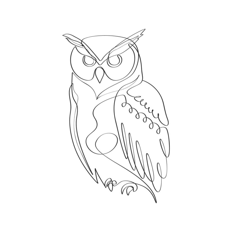 Owl continues line drawing details art vector