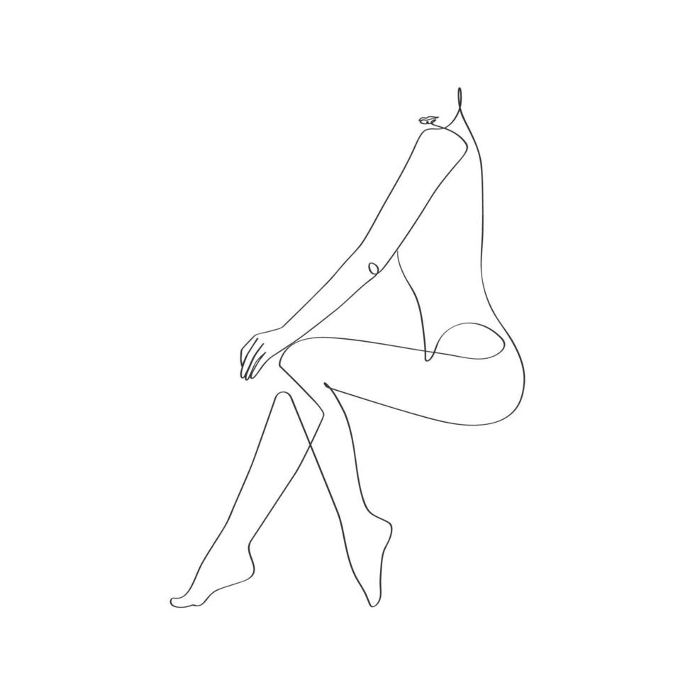 Female figure continues line drawing vector