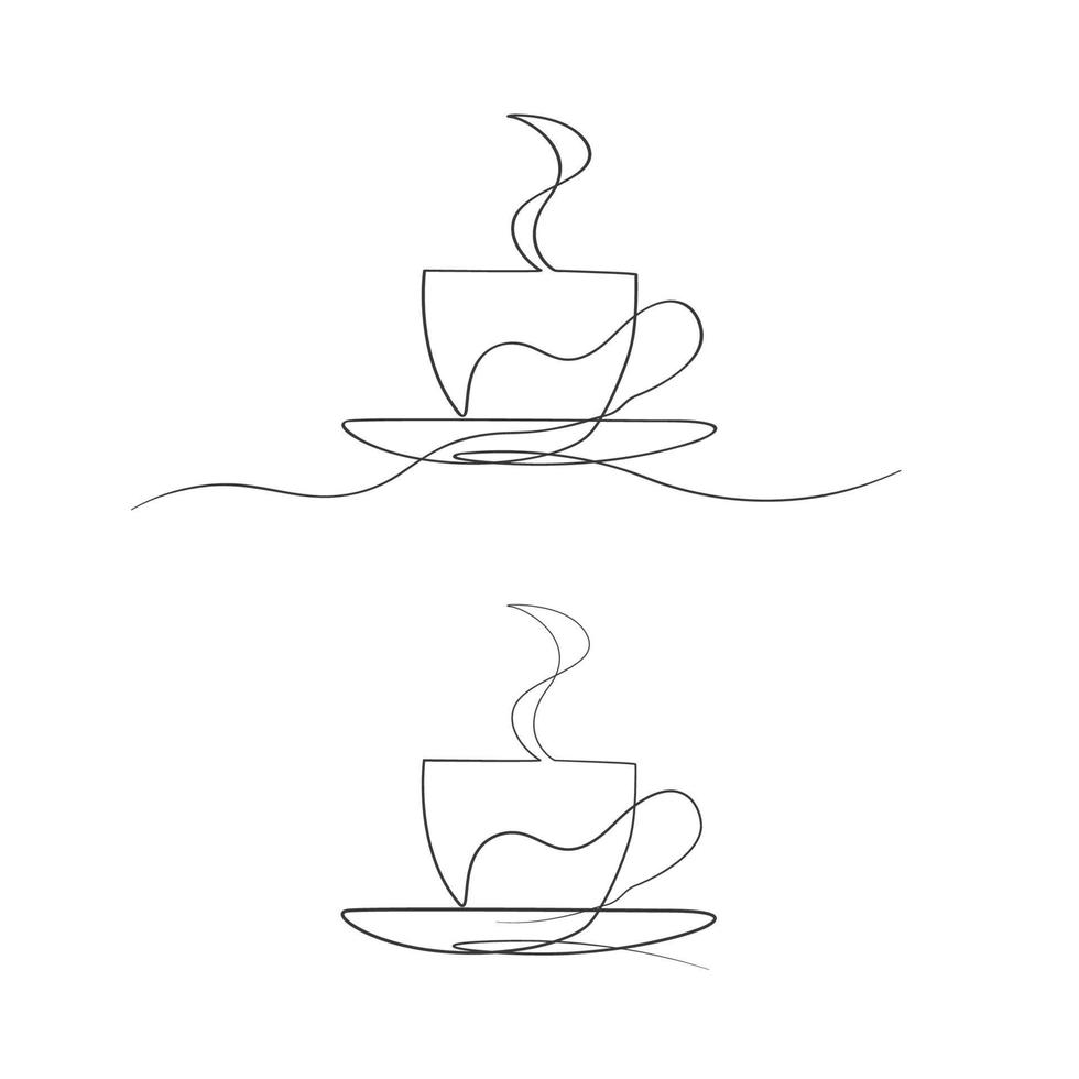 Tea and coffee cup continues line drawing vector