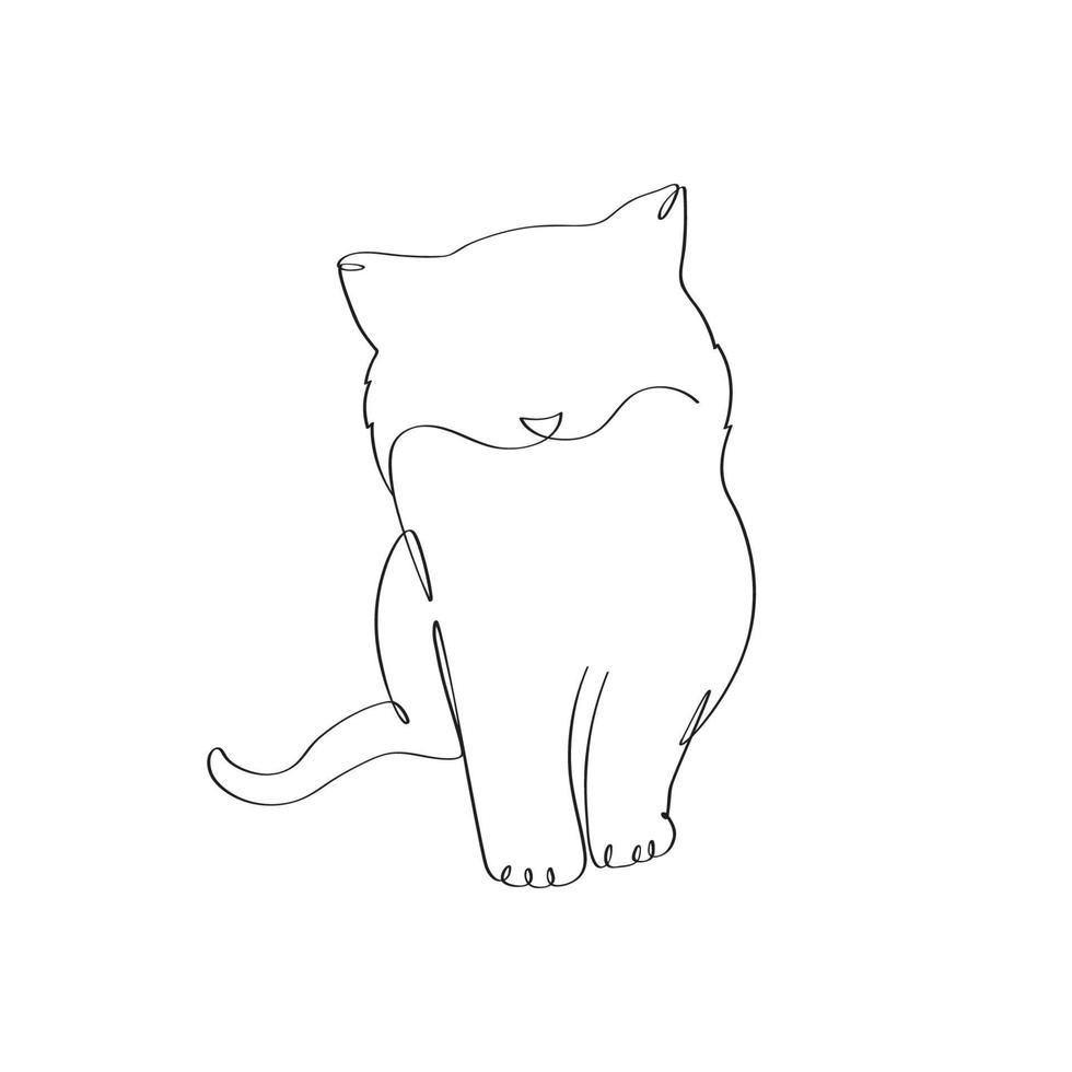 Baby cat minimalist continues line art drawing vector
