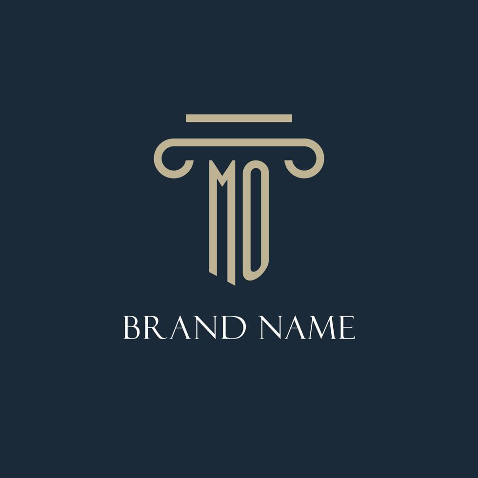 MO initial logo for lawyer, law firm, law office with pillar icon design vector
