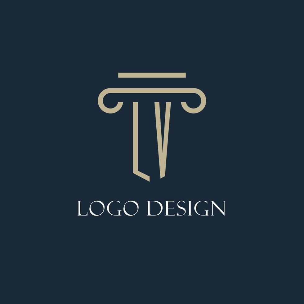 LV initial logo for lawyer, law firm, law office with pillar icon design vector