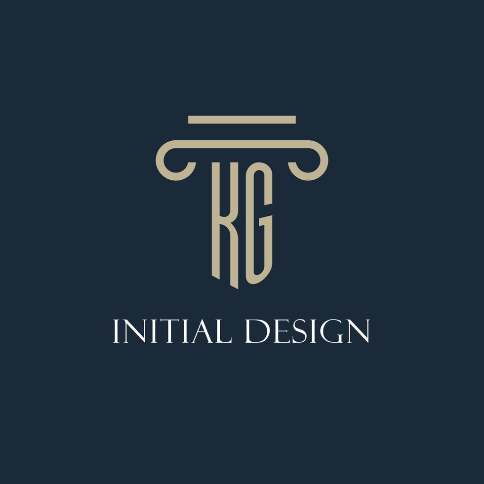 KG initial logo for lawyer, law firm, law office with pillar icon design vector