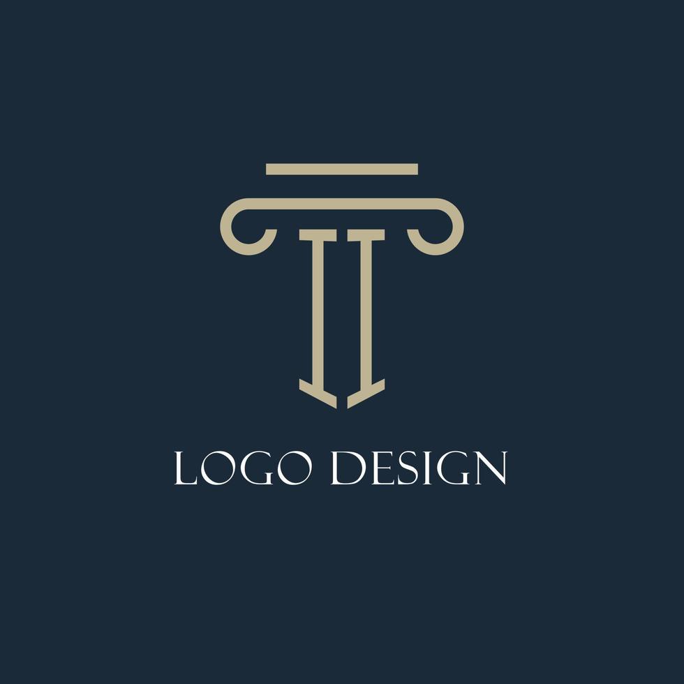 II initial logo for lawyer, law firm, law office with pillar icon design vector