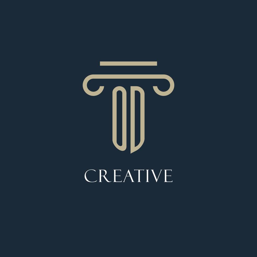 OD initial logo for lawyer, law firm, law office with pillar icon design vector