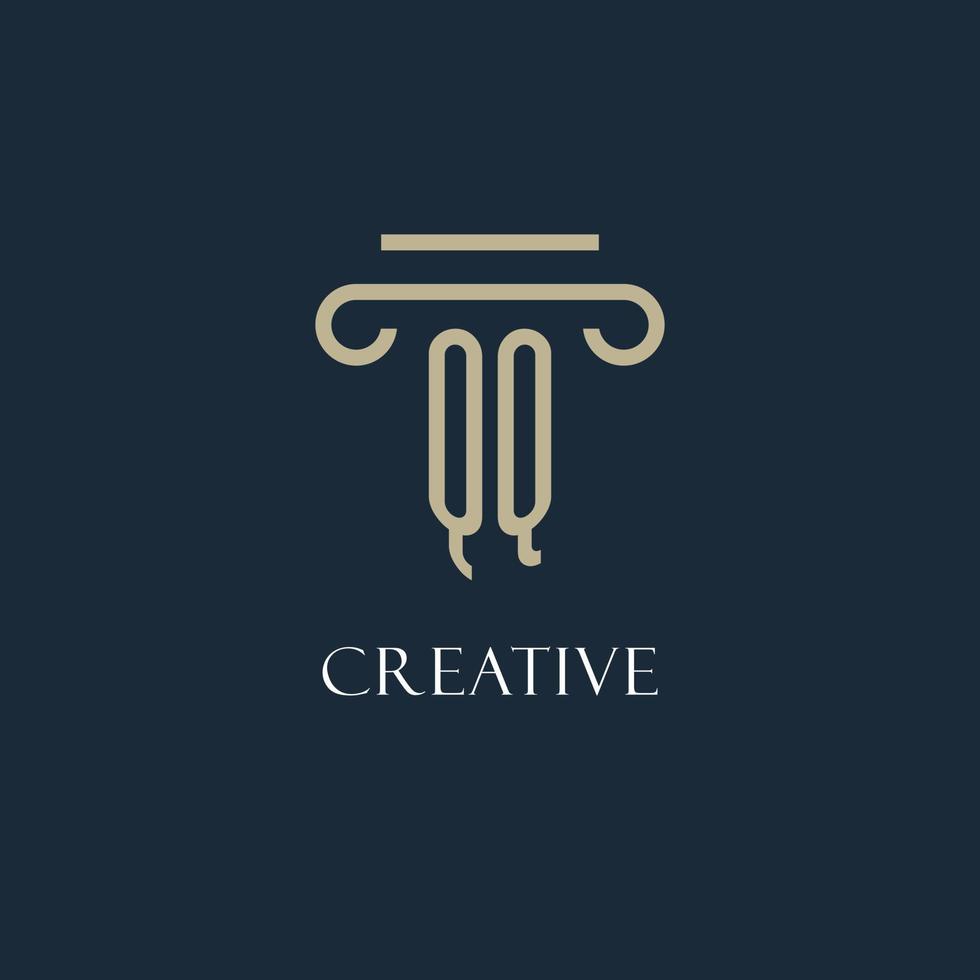 QQ initial logo for lawyer, law firm, law office with pillar icon design vector